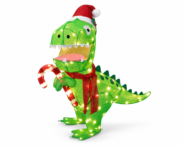 LED Christmas Dinosaur Holding a Candy Cane