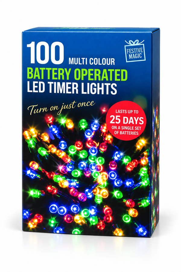 Battery-Operated Fairy Lights with Timer – 100 Lights