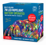 Battery-Operated LED Rope Light with Timer 7 m