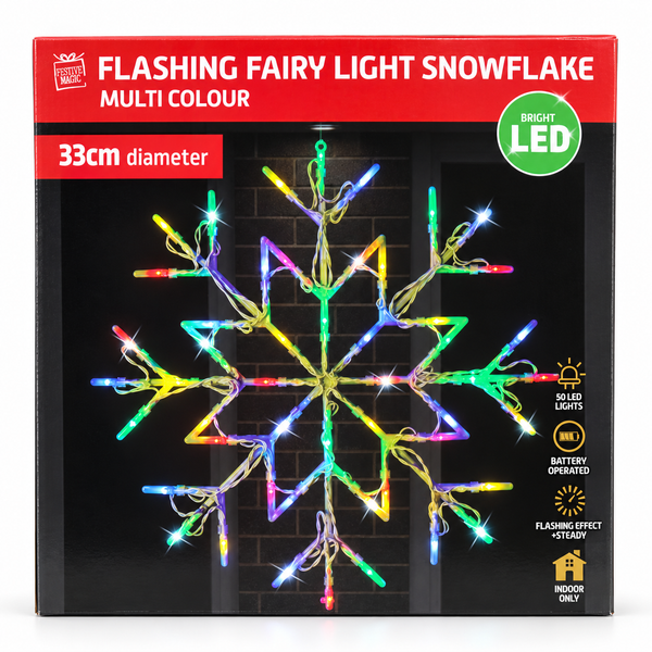 Battery-Operated LED Snowflake 33 cm