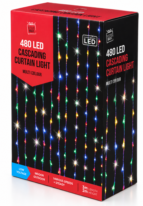 Multicolour LED Cascading Curtain – 480 Lights