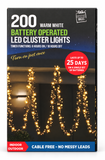 Battery-Operated LED Cluster Lights with Timer – 200 Lights