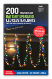 Battery-Operated LED Cluster Lights with Timer – 200 Lights