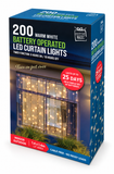 Battery-Operated LED Curtain Lights with Timer – 200 Lights