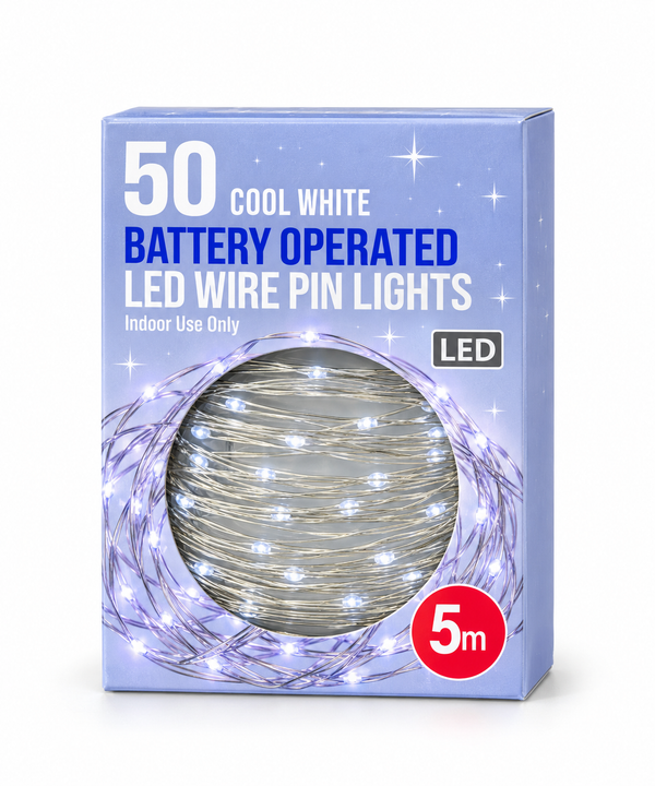 Battery-Operated LED Wire Lights 5 m – 50 Lights