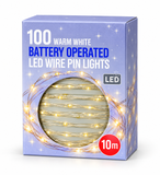 Battery-Operated LED Wire Lights 10 m – 100 Lights