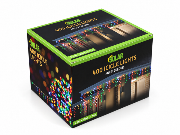 Solar LED Icicle Lights 400 – Multicolour