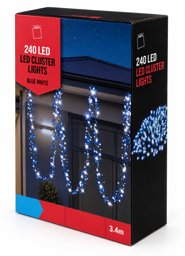 LED Cluster Lights 240 – Blue and White