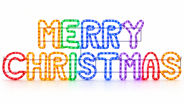 Large Rainbow LED Merry Christmas Sign 270 × 83 cm