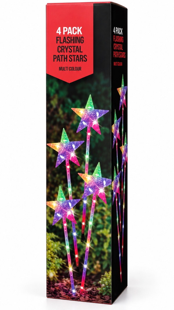 Multicolour LED Crystal Star Path Lights – 4 Piece Set