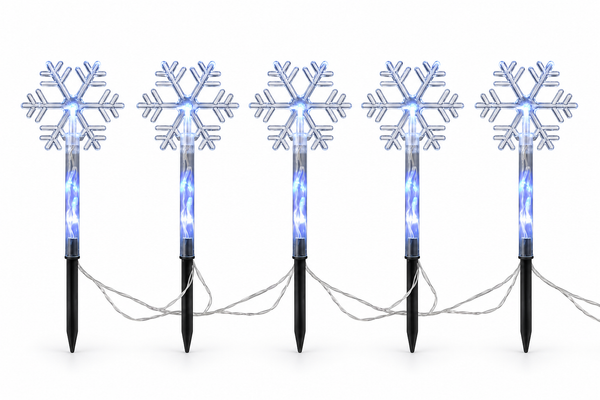 Solar Snowflake Path Lights – 5 Piece Set
