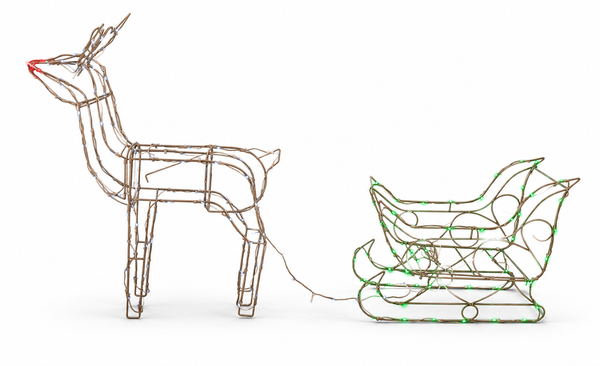 Solar LED Reindeer and Sleigh