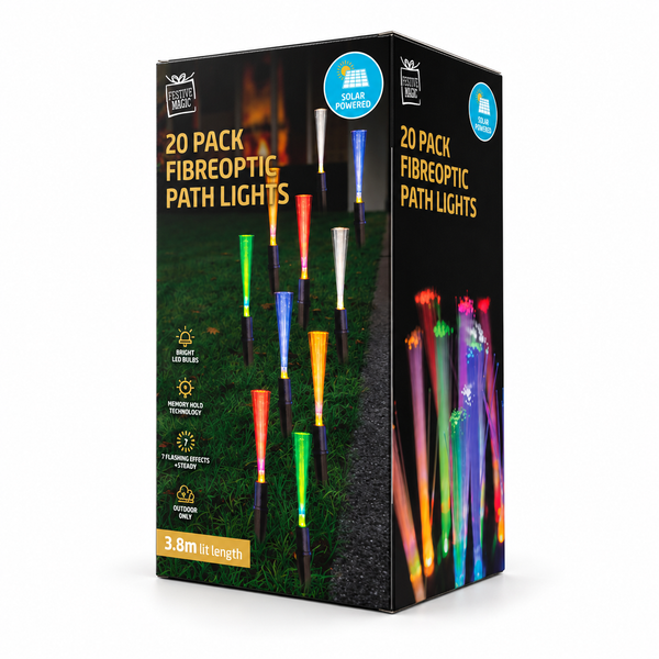 Solar Fibre-Optic Garden Path Lights – 20 Piece Set
