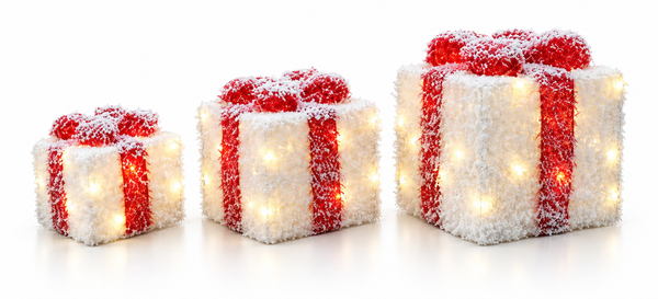 Snowy LED Christmas Presents – 3 Piece Set