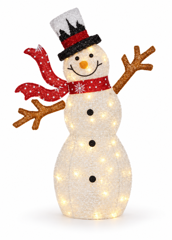 LED Glitter-Thread Snowman 90 cm