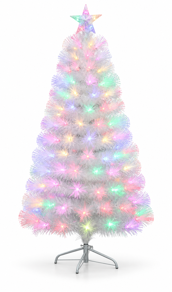 White Rainbow LED Fibre Optic Christmas Tree 150 cm
