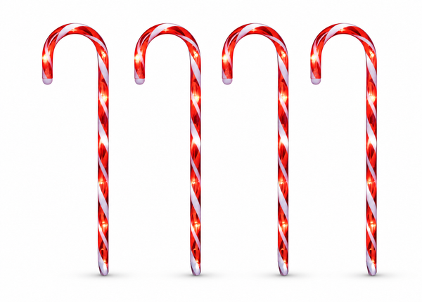 LED Candy Cane Stakes with Timer 58 cm – 4 Piece Set