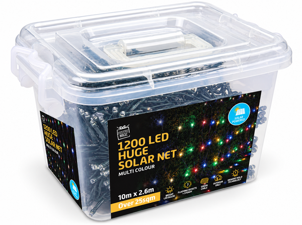 Solar LED Net Lights 10 m – 1,200 Multicolour Lights