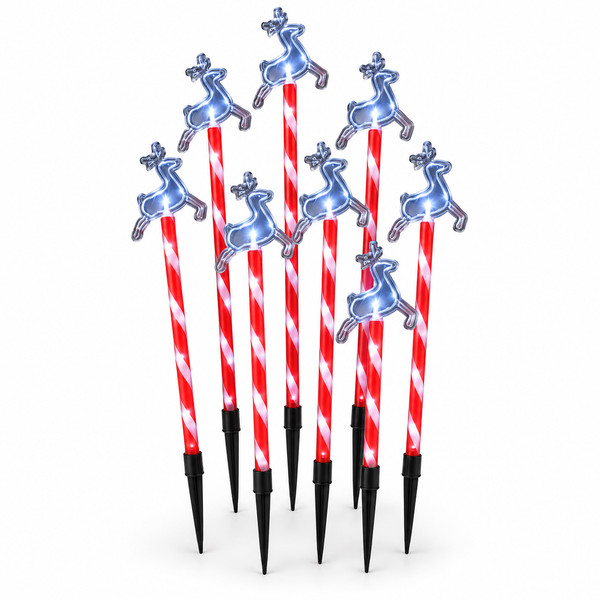 Solar Candy Reindeer Path Lights – 8 Piece Set