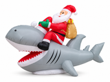 Santa riding a grey shark, 2.5 m airpowered Christmas decoration