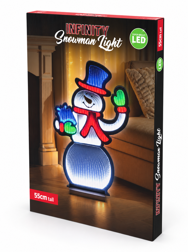 LED Infinity Snowman Light 55 cm