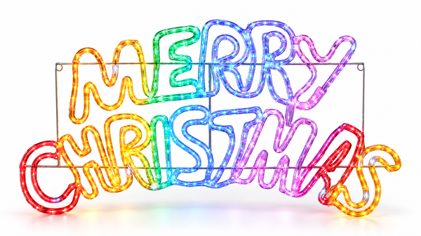 Rainbow Merry Christmas LED Rope Light Sign