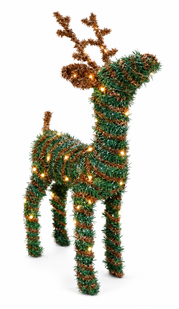 LED Snowy Forest Tinsel Reindeer 66 cm