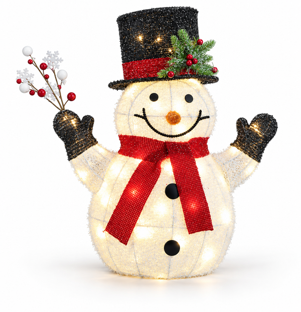 LED Tinsel Snowman with Top Hat 55 cm