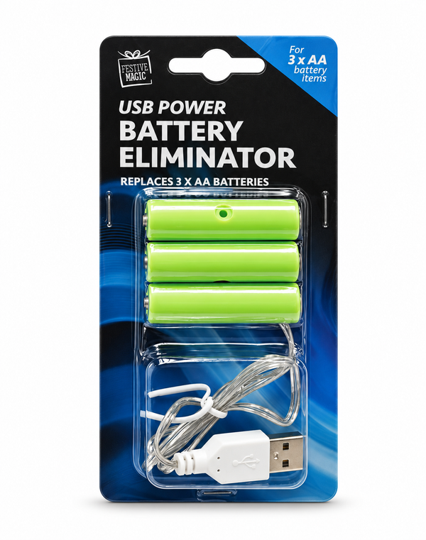 USB Battery Eliminator for 3 AA Batteries