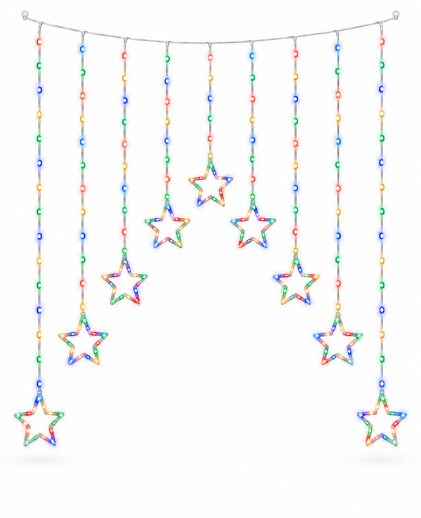 Multicolour LED Star Curtain – 9 Stars