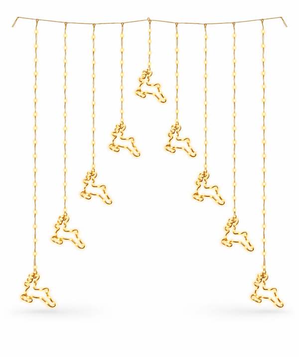 Gold LED Reindeer Curtain Lights