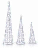 Twinkling LED Acrylic Cone Trees – 3 Piece Set