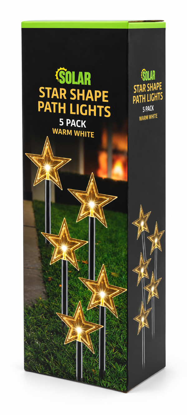 Solar LED Star Path Lights – 5 Pack