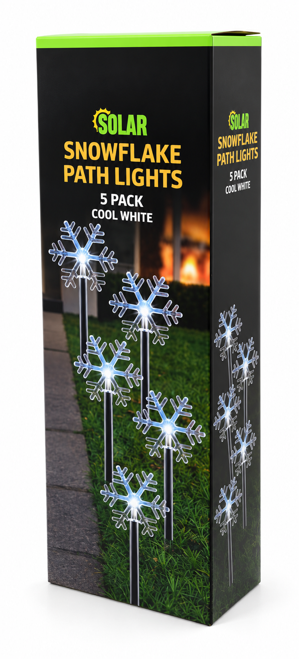 Solar LED Snowflake Path Lights – 5 Pack