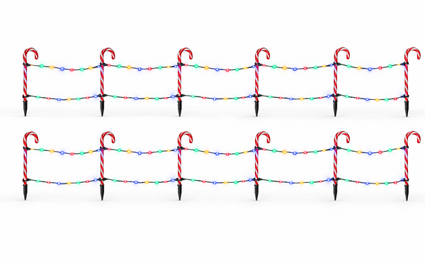 Solar LED Candy Cane Fence Stakes – 12 Pack
