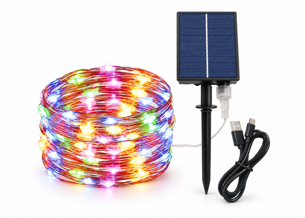 Solar and USB LED Wire Lights – 200 Multicolour
