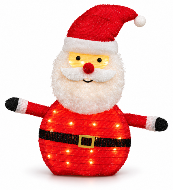 Twinkling LED Collapsible Tinsel Santa 70 cm