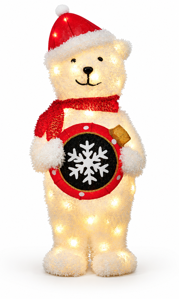LED Frosty Polar Bear Holding a Bauble 96 cm
