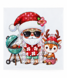 Christmas Santa and Reindeer Laser Window Cling