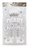 Jumbo Silver and White Flocked Christmas Window Decal