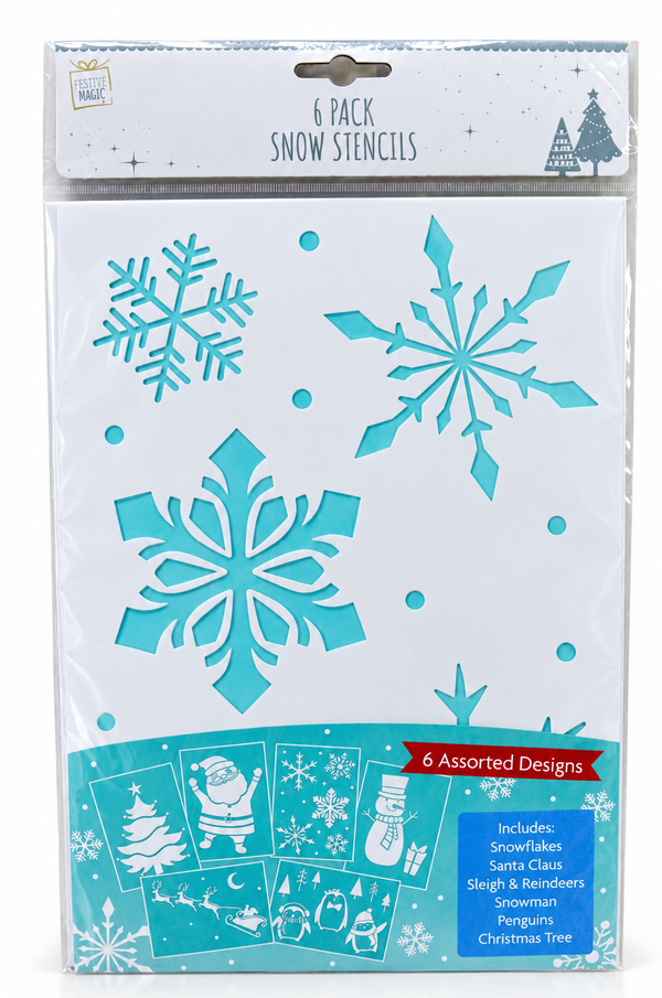 Christmas Snow Spray Stencils - 6 Pack