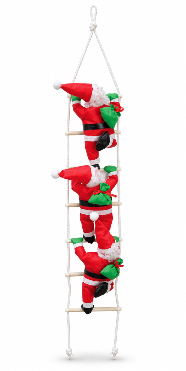 Three Santas Climbing Ladder – 65cm