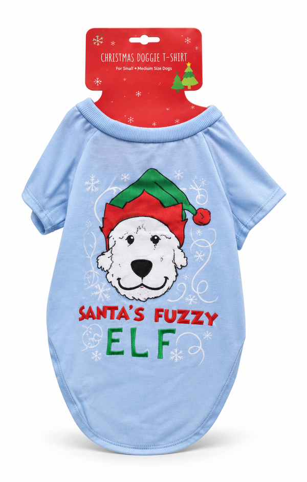 Pet Christmas T-Shirt - Santa's Fuzzy Elf