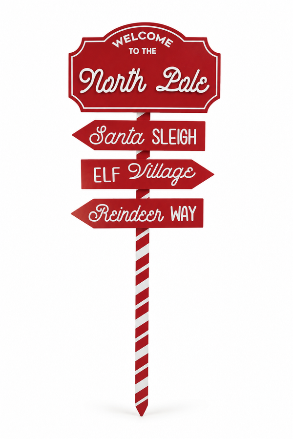 North Pole Directional Sign Stake – 90 cm