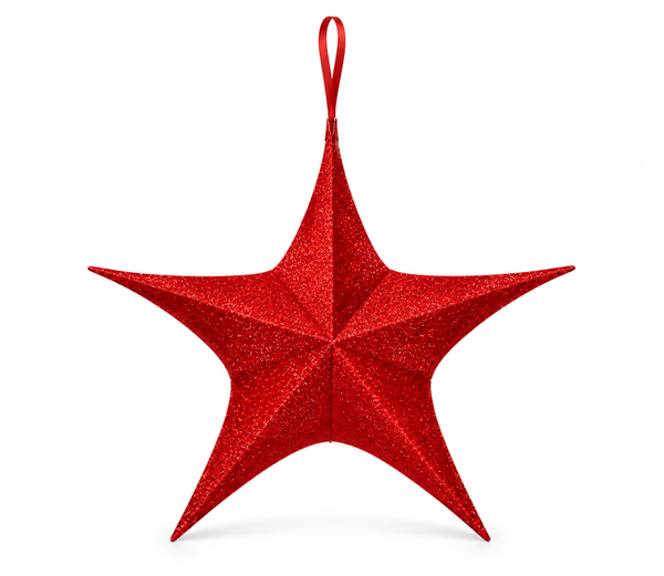 Red Pop-Up Tinsel Star – 65cm