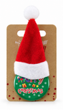 Santa Hat Christmas Slogan Badge