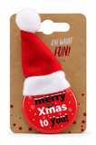 Santa Hat Christmas Slogan Badge