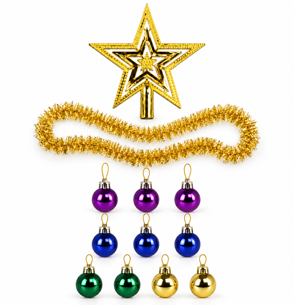 Festive Plant Baubles and Tinsel Decoration Pack
