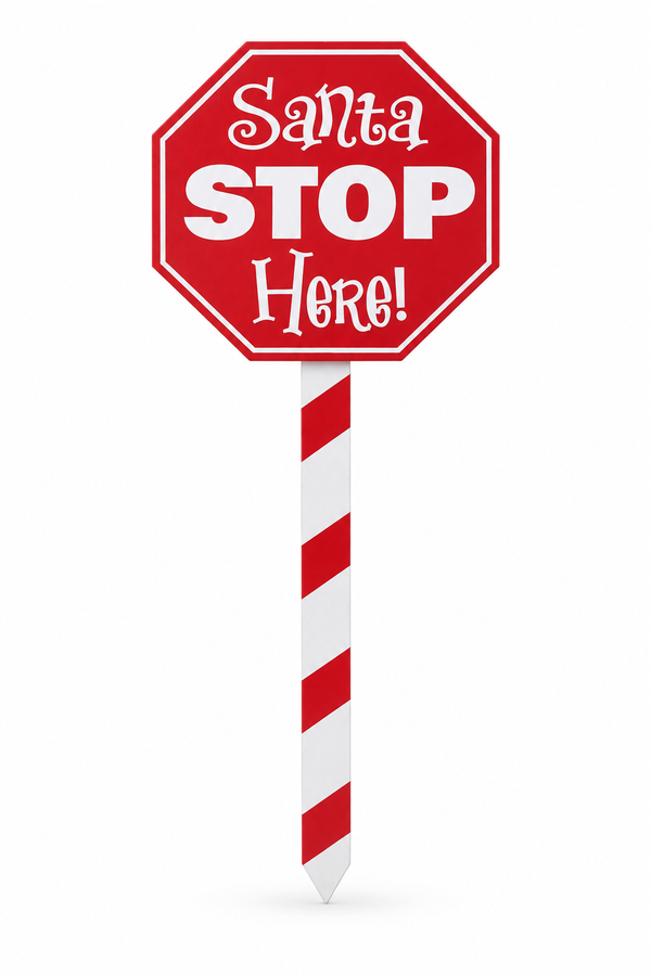 Santa Stop Here Garden Stake 40cm