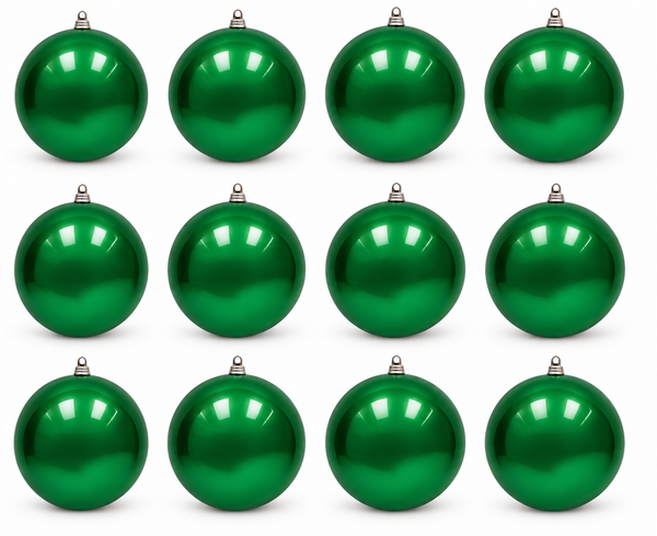Green UV-Stable Christmas Baubles 70mm – 12 Pack